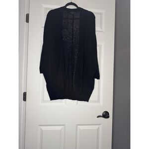 Joan Vass Open Front Knit Cardigan Sweater Navy Large